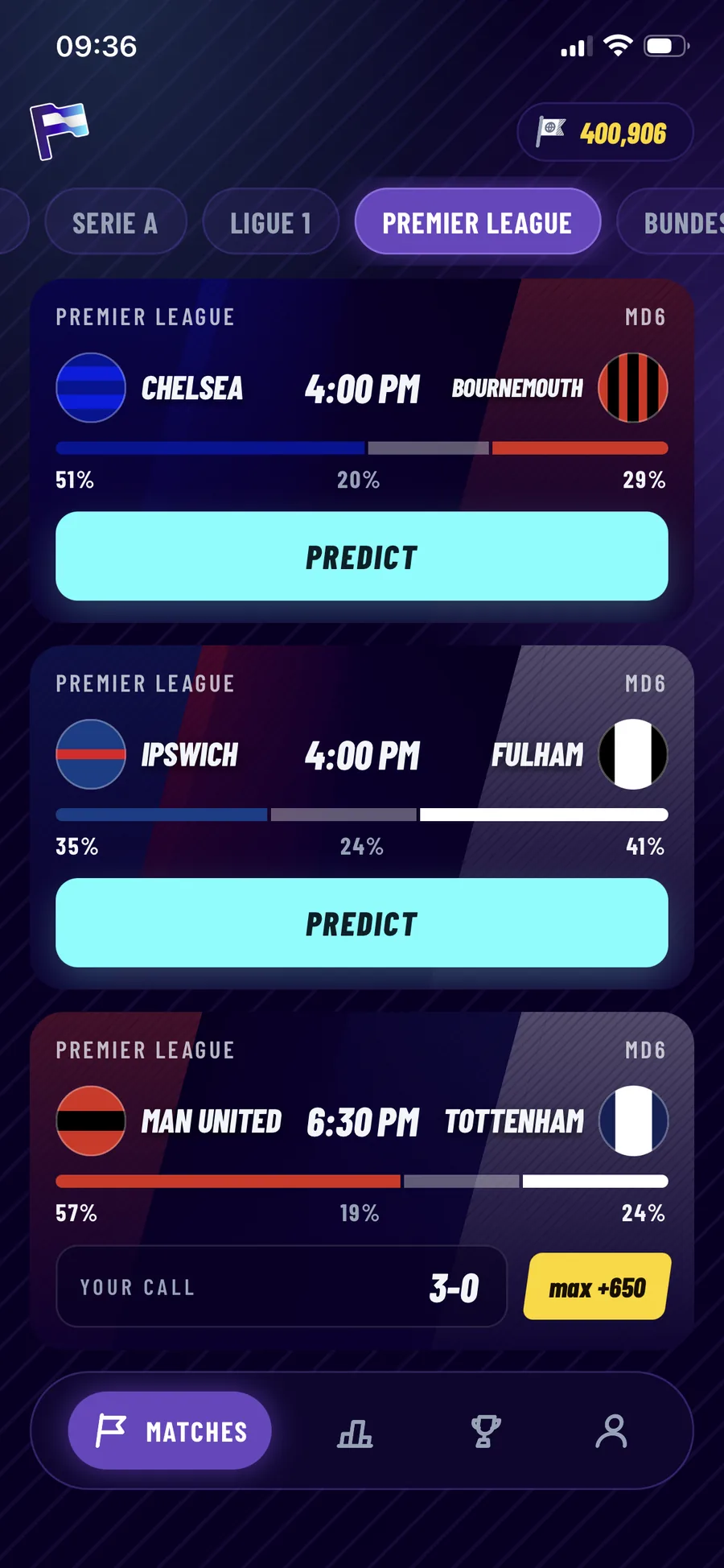 Matchday feed