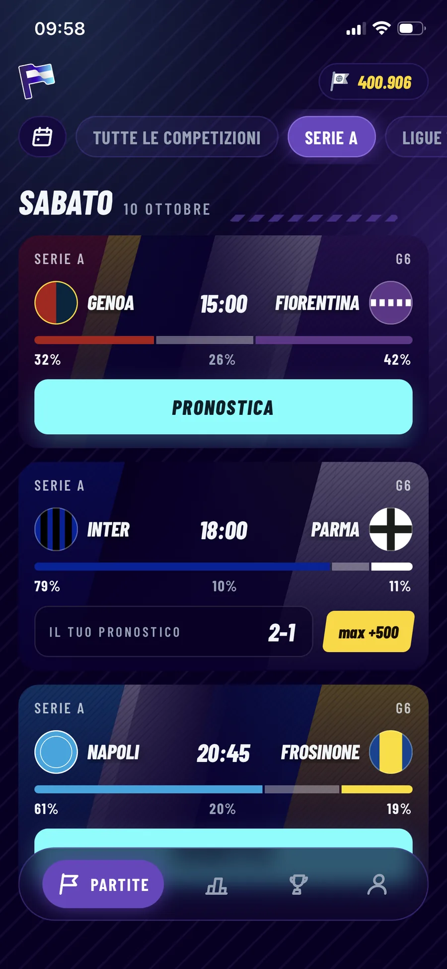 Partite della giornata