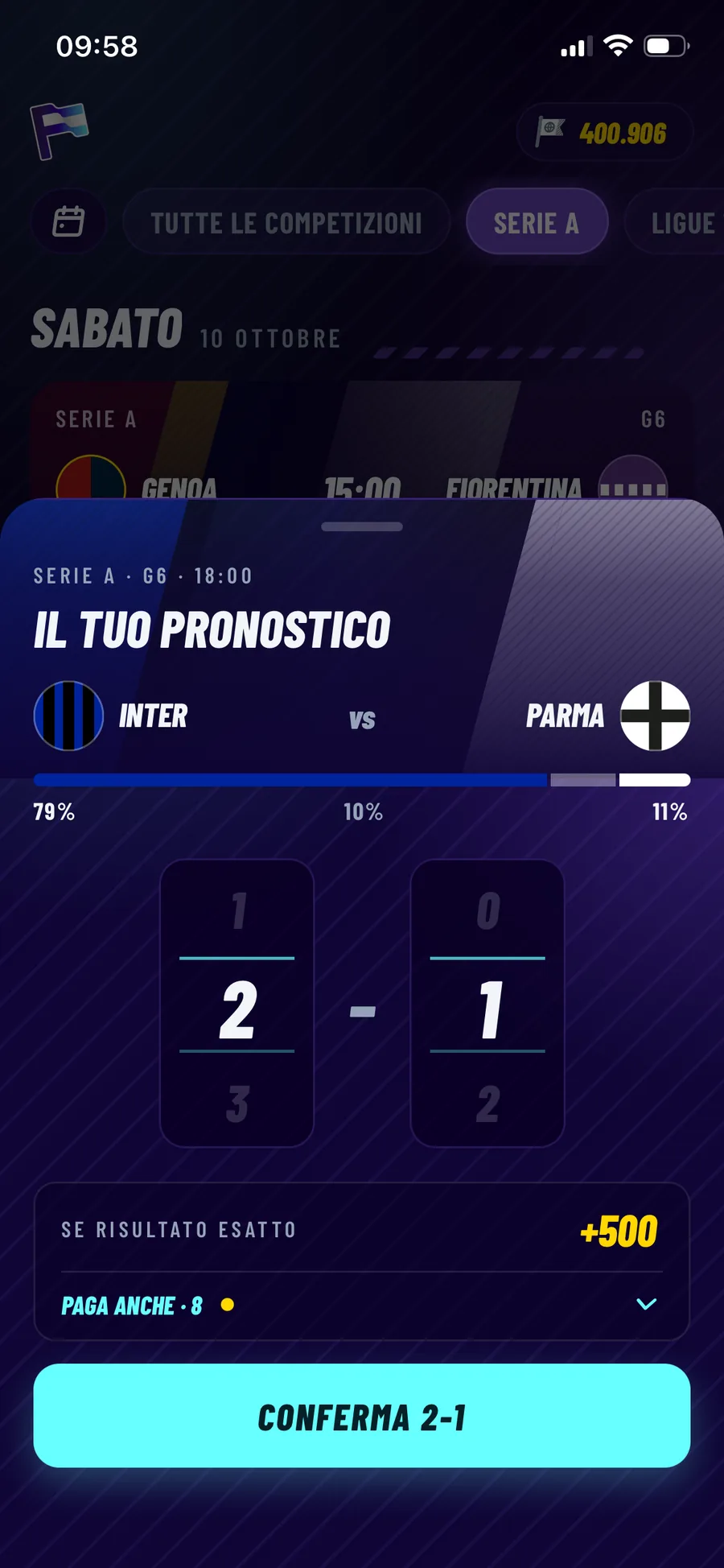 Schedina del pronostico